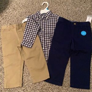 Set of Carter’s bodysuit and two dress pants